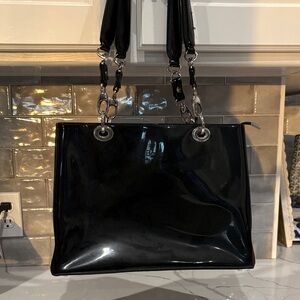Elegant Black Patent Leather Tote Bag